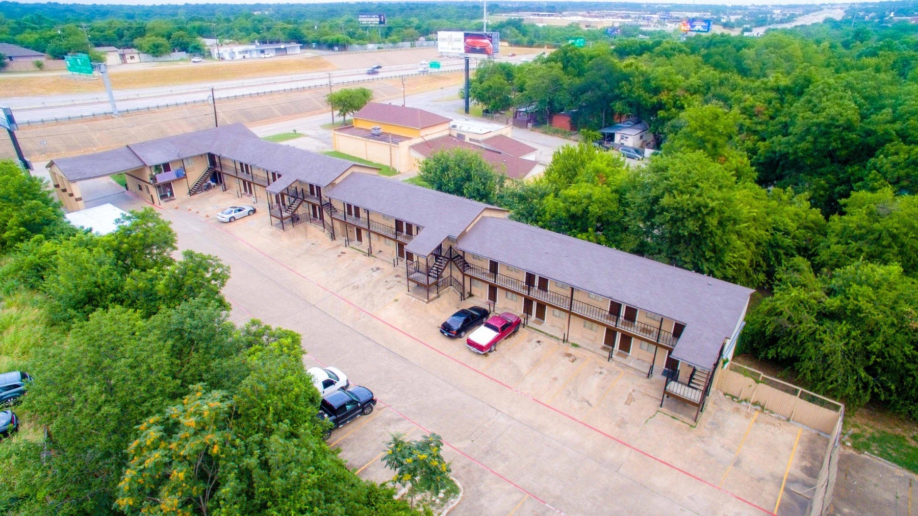 Aerial overview of Luxury Inn Dallas